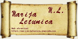 Marija Letunica vizit kartica